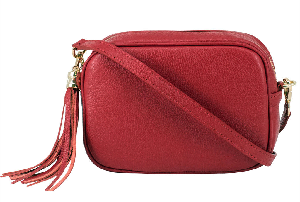 Leather Crossbody Bag - Red