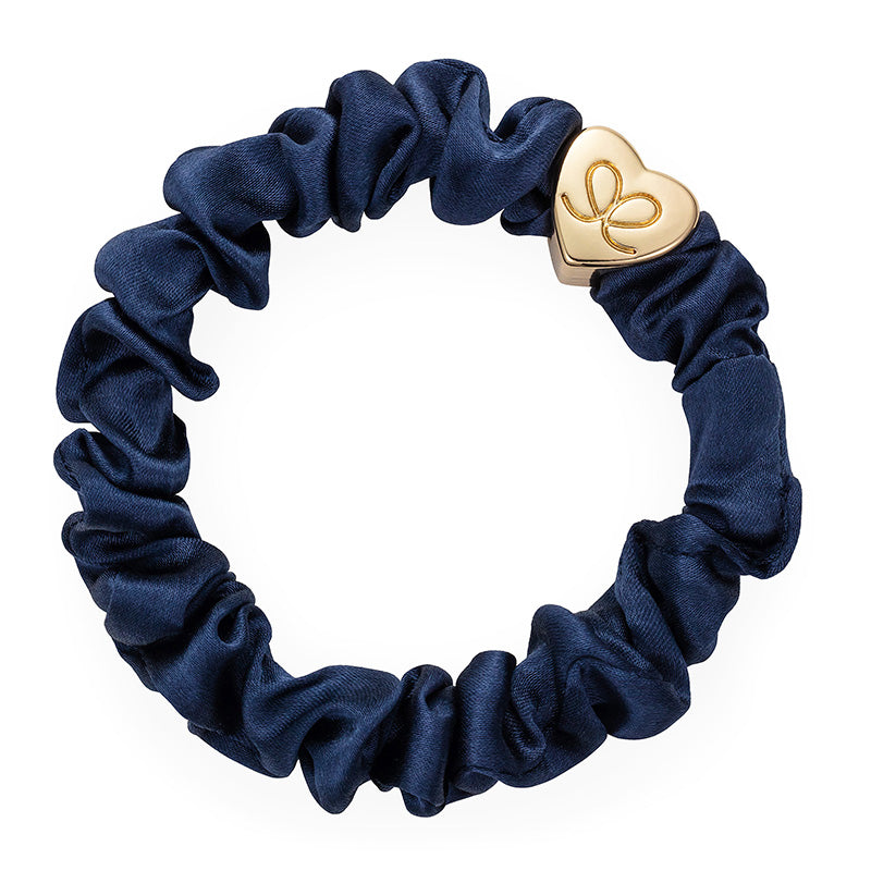 Gold Heart Silk Scrunchie