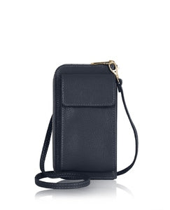 Leather Crossbody Phone Purse - Navy